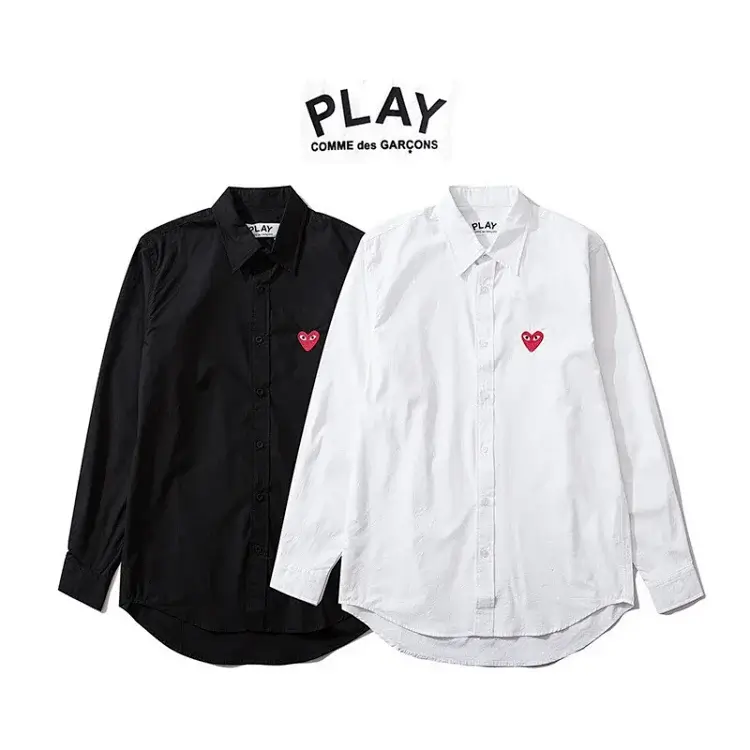 PLAY CDG Red Heart Embroidered Long Sleeve Shirt