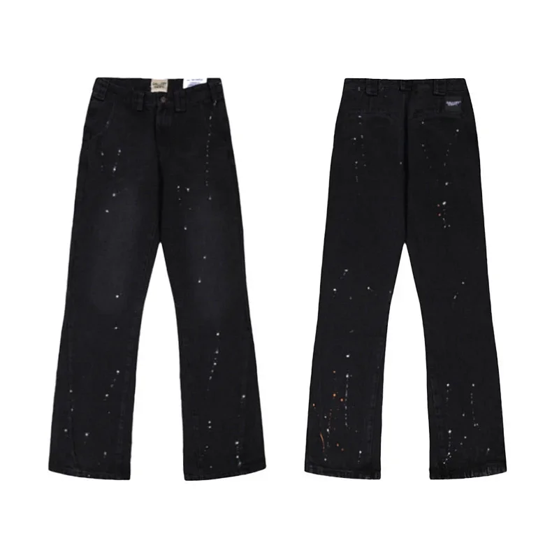 Brand Black Paint Splatter Flared Denim Jeans