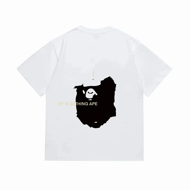 A BATHING APE White T - Shirt with Black Ape Head & "BY A BATHING APE"