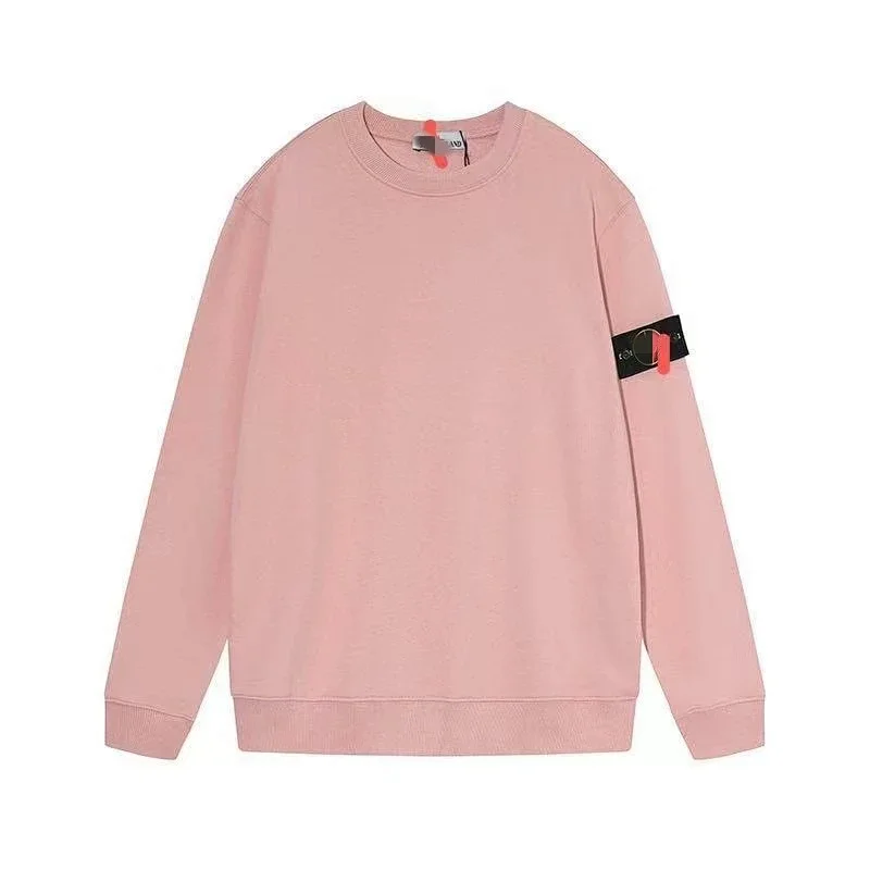 Off-White Pink Crew - Neck Sweatshirt with Black Sleeve Patch