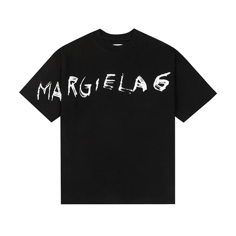 MARGIELA Black T - Shirt with White Graffiti "MARGIELA 6" Print