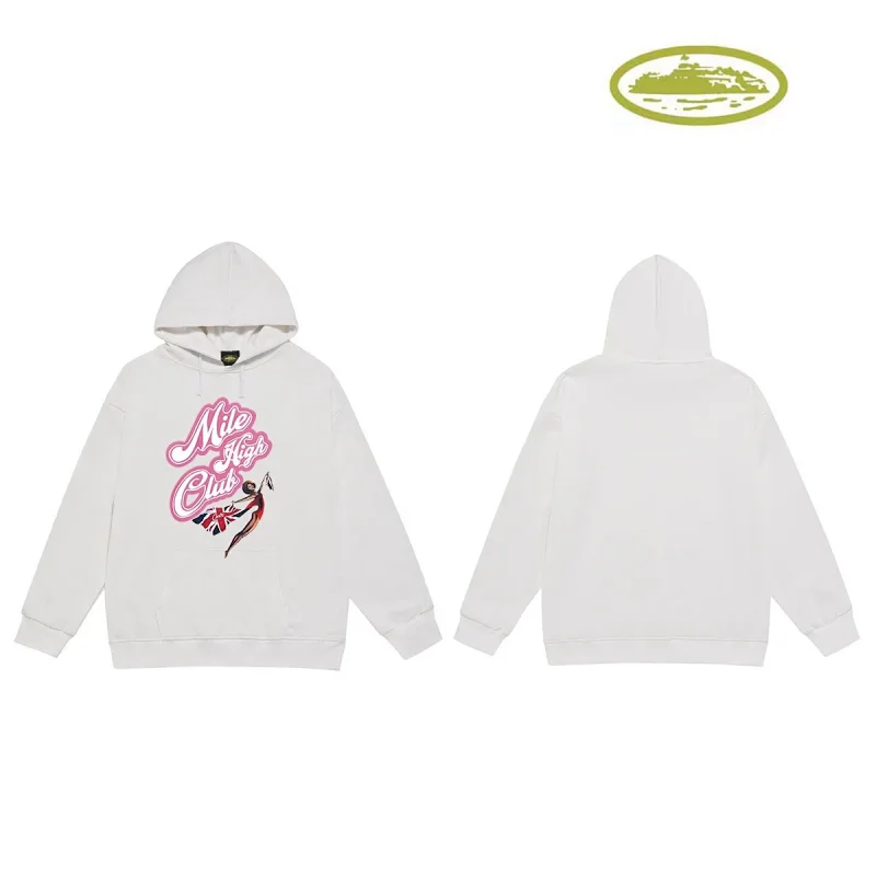 Corteiz White Hoodie with "Mile High Club" Graphic