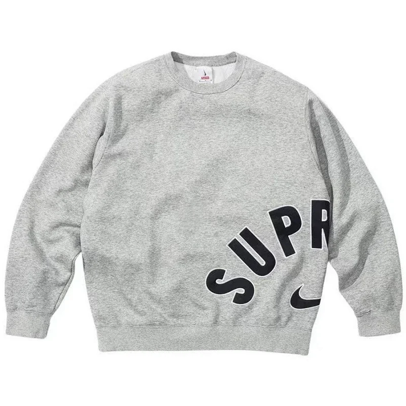 Supreme x Nike Gray Heather Crewneck Sweatshirt with "SUPR" & Swoosh Logo