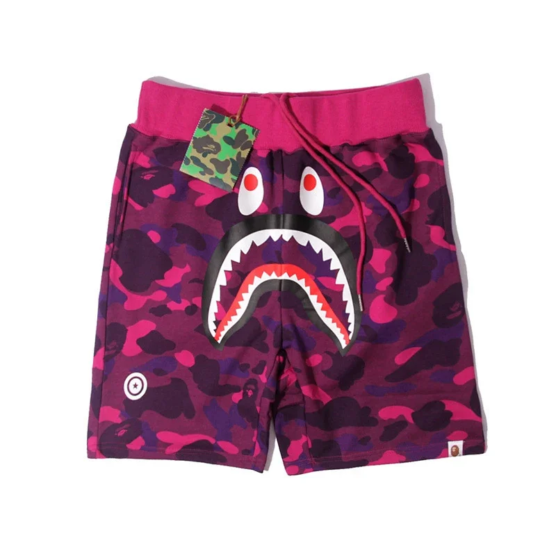 BAPE Pink Purple Camouflage Shark Mouth Drawstring Shorts