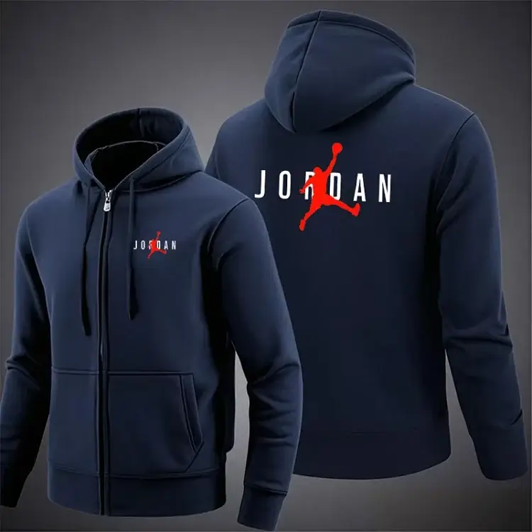 Jordan Navy Blue Full-Zip Hoodie with Jumpman Logo