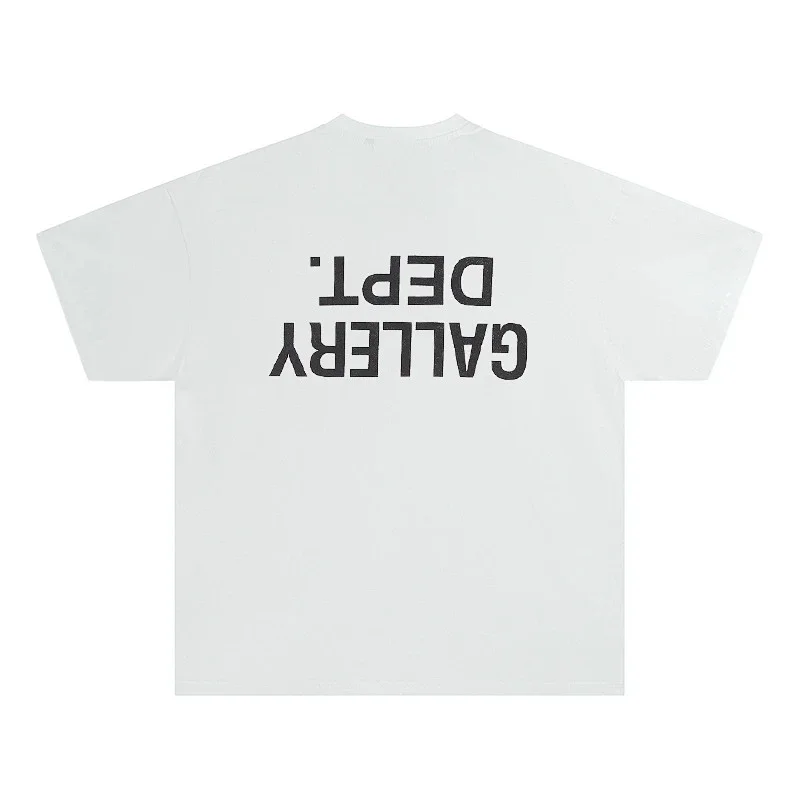 GALLERY DEPT. White Oversize Short - Sleeve T - Shirt with Reversed Black Logo Print