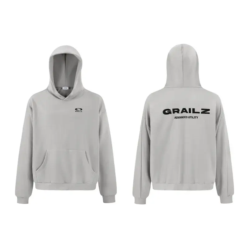 GRAILZ Light Gray Hoodie (Front Logo, Back Print)