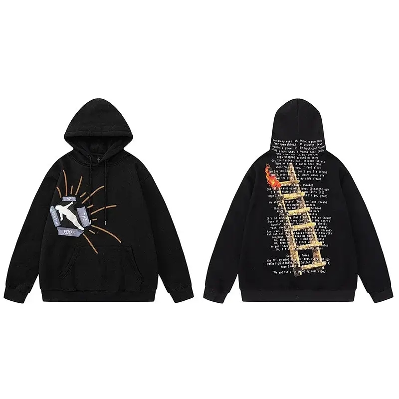 Travis Scott Black Hoodie with Ladder Graphic