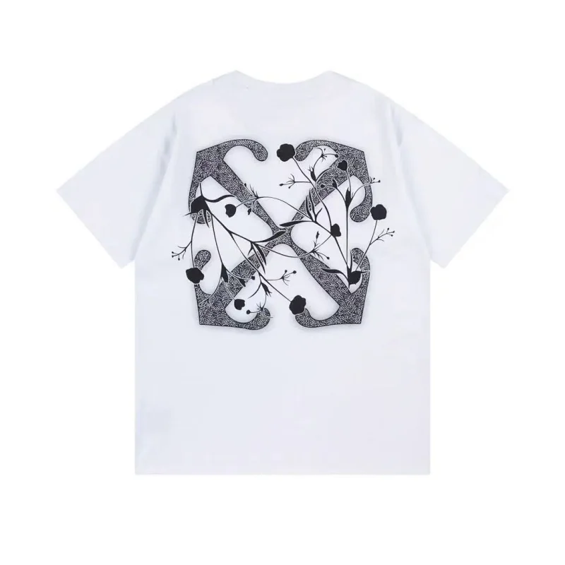OFF - WHITE White T - Shirt with Floral Arrow Graphic on Back