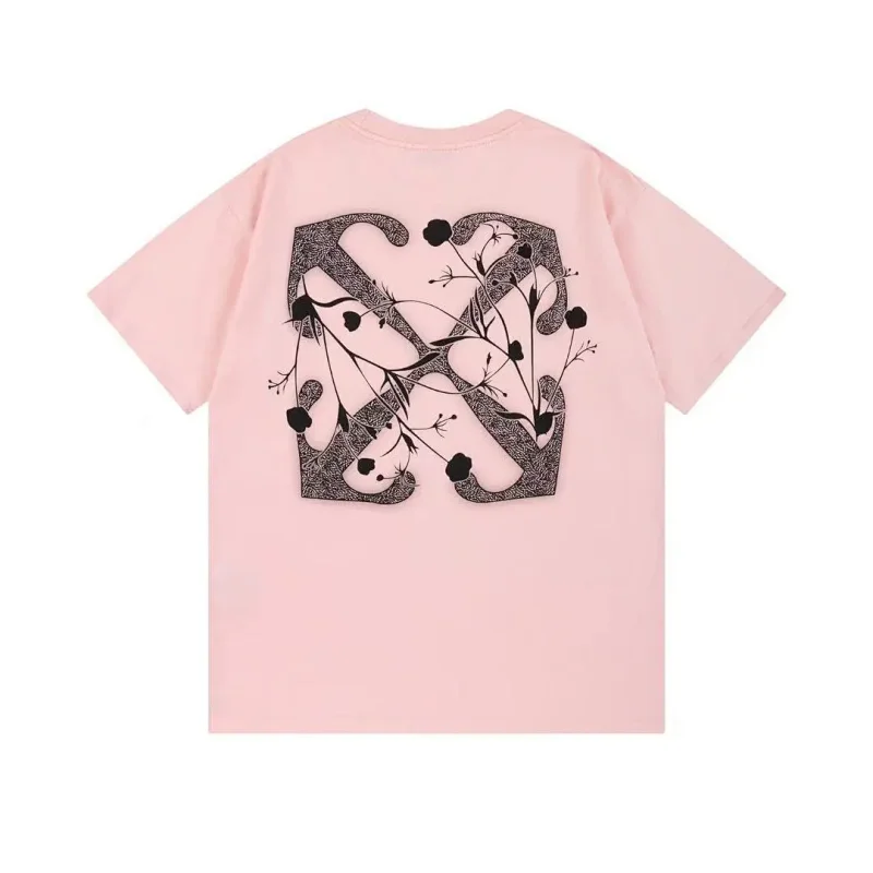 OFF-WHITE Pink Floral Arrow Graphic T - shirt