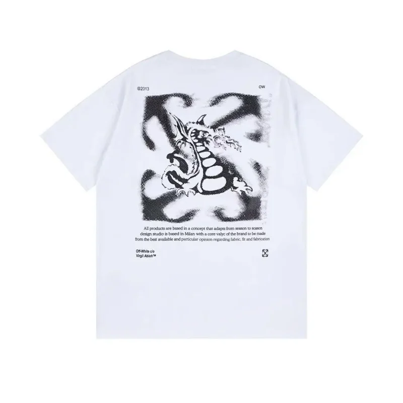 OFF-WHITE White T - Shirt with Back Dragon Graphic & Text Design