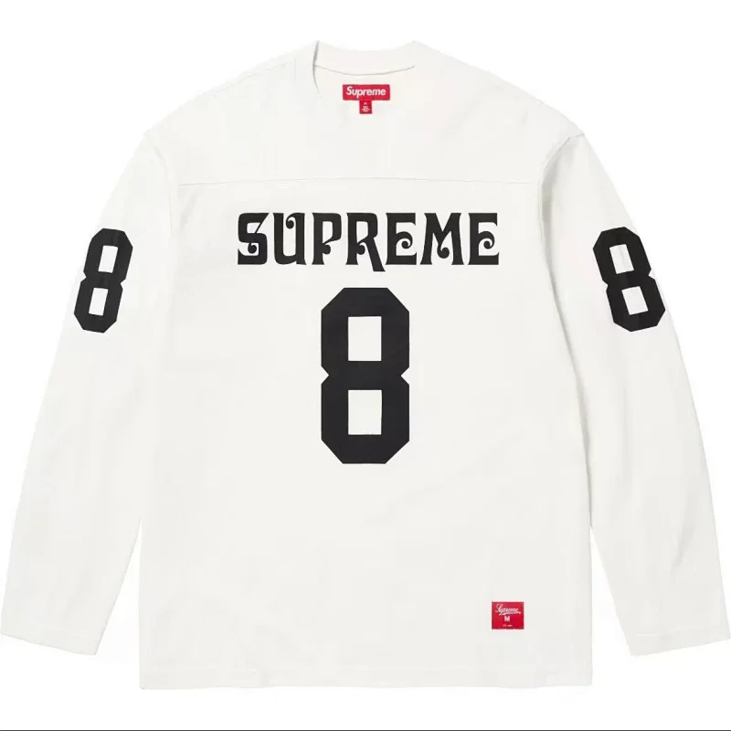 Supreme White Long-Sleeve T-Shirt with "8" Design
