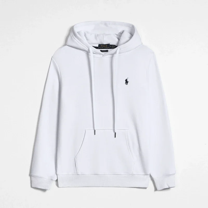 Polo Ralph Lauren  White Hoodie with Kangaroo Pocket & Embroidered Pony Logo